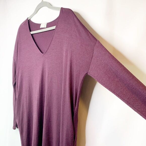 Wilfred Free Womens Purple Long Sleeve Straight Hem V Neck Shift Dress Size L - Picture 3 of 8